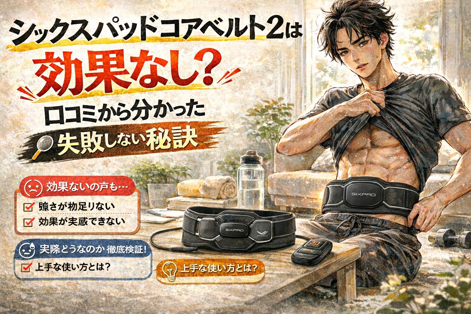 シックスパッドコアベルト2は効果なし？口コミから分かった失敗しない 