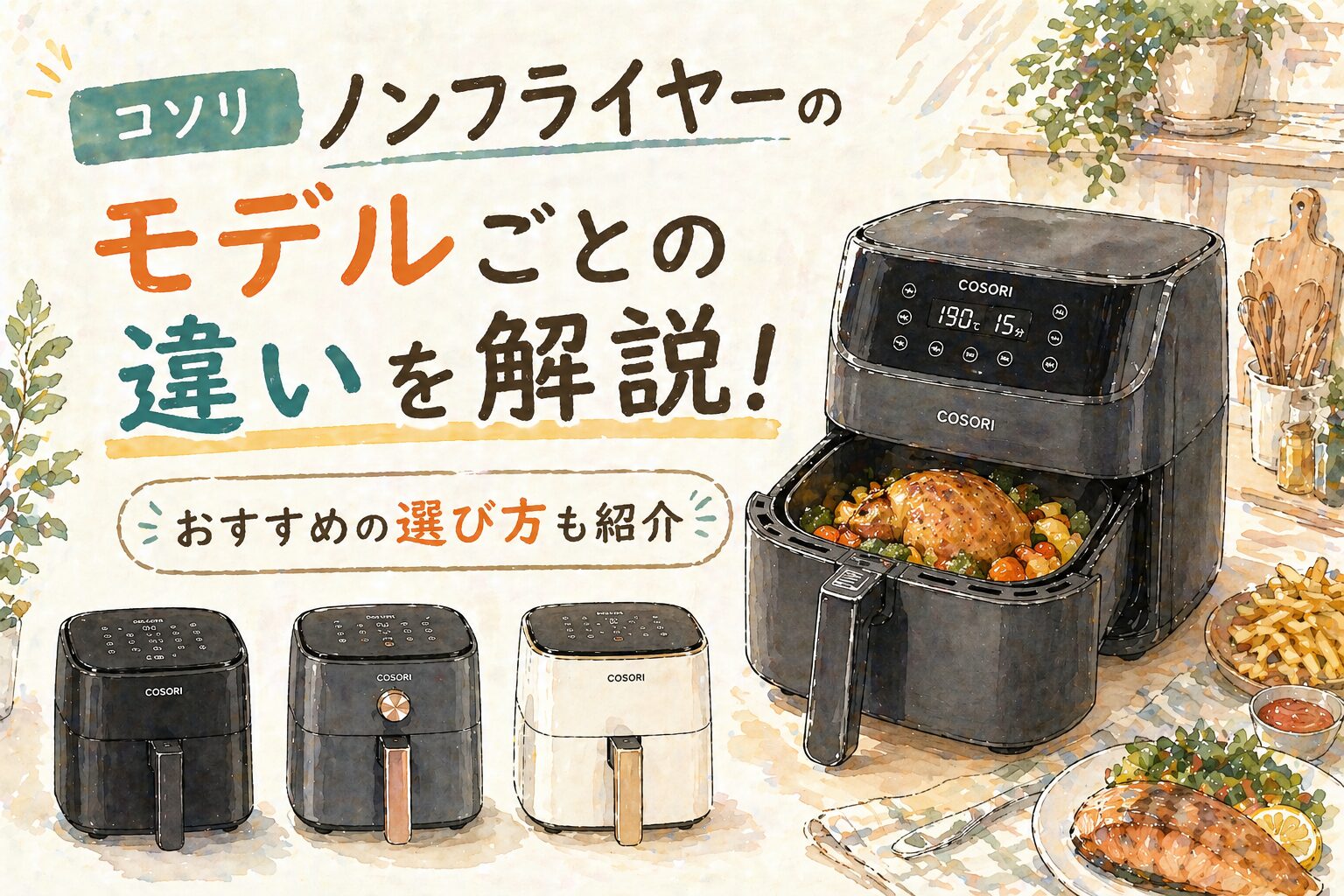 コソリ ノンフライヤーのモデルごとの違いを解説！おすすめの選び方も 